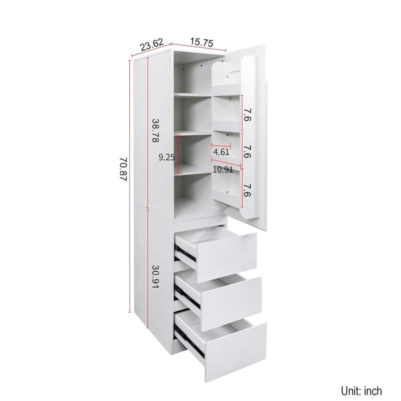 White Modern Minimalist Large Kitchen Pantry Cabinet with Storage