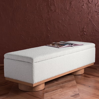 SAFAVIEH Couture Vianna Boucle Storage Bench - 61 in. W x 20 in. D x 19 in. H