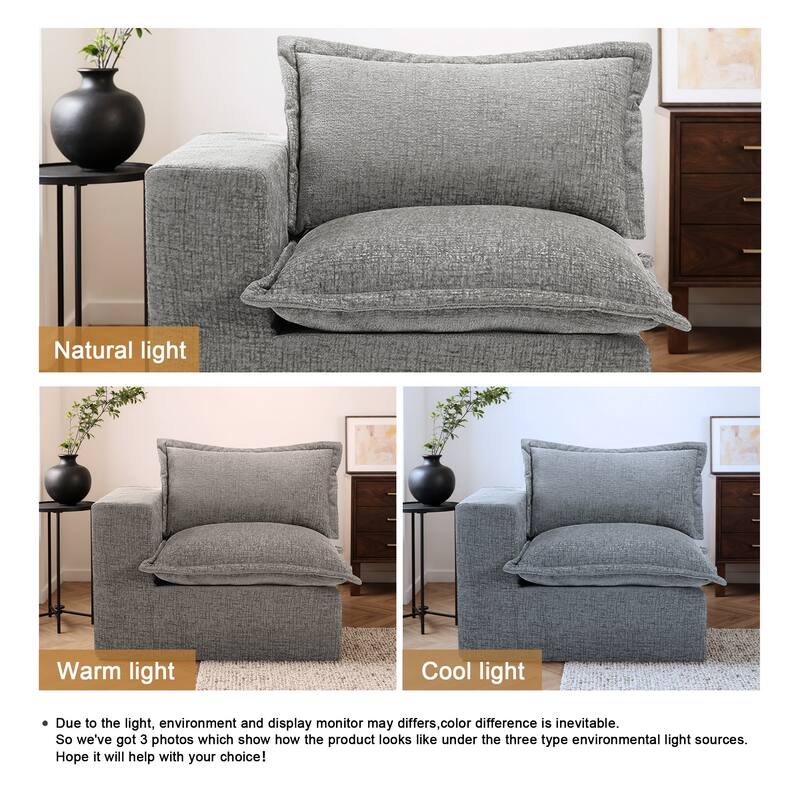 42"W Chenille Upholstered No Assembly Corner Chair