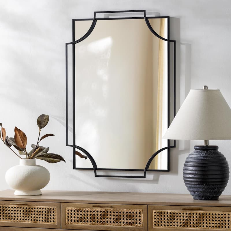 Zaria Modern & Contemporary Wall Mirror - 30"H x 20"W - Black