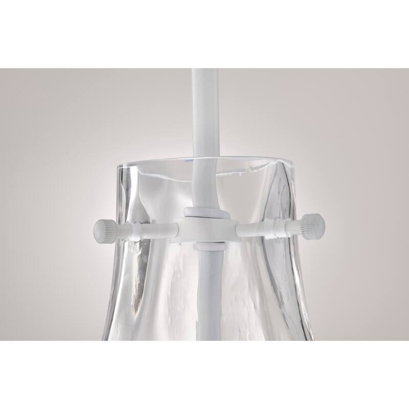 Clear Dimpled Cylindrical Glass Pendant Ceiling Light - 12in