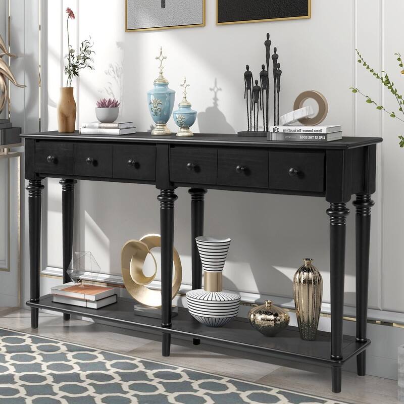 Infinitia 60" Console Table with 4 Drawers and Open Shelf