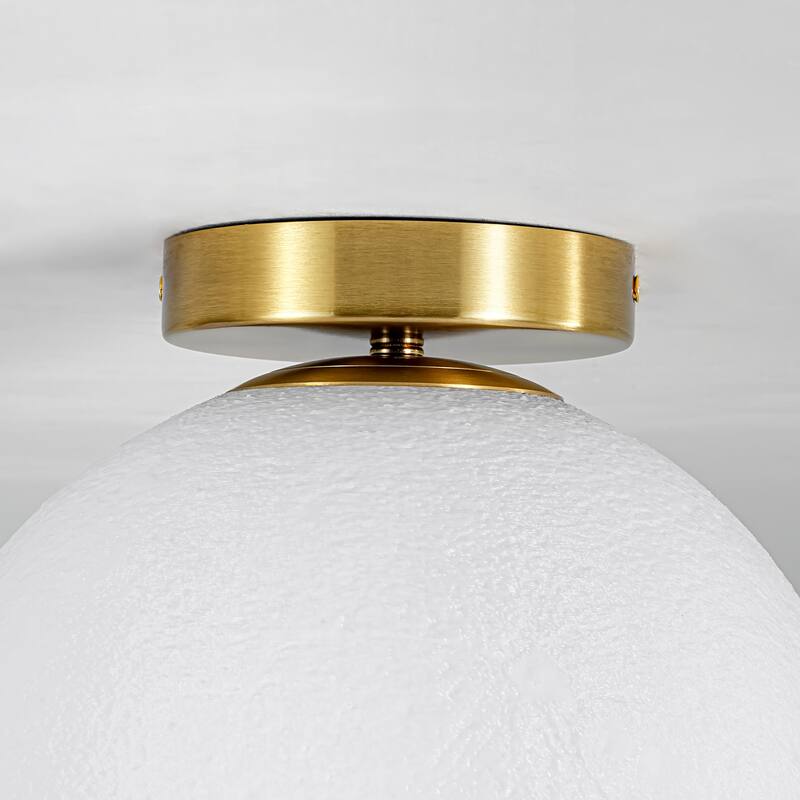 1-Light Modern 3D Printed Moon Plastic Gold Flush Mount Ceiling Light for Bedroom - 9.8 in. W x 10.6 in.H