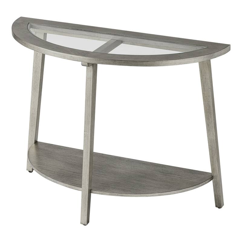 COSIEST Silver Console Table with Tempered Glass Top