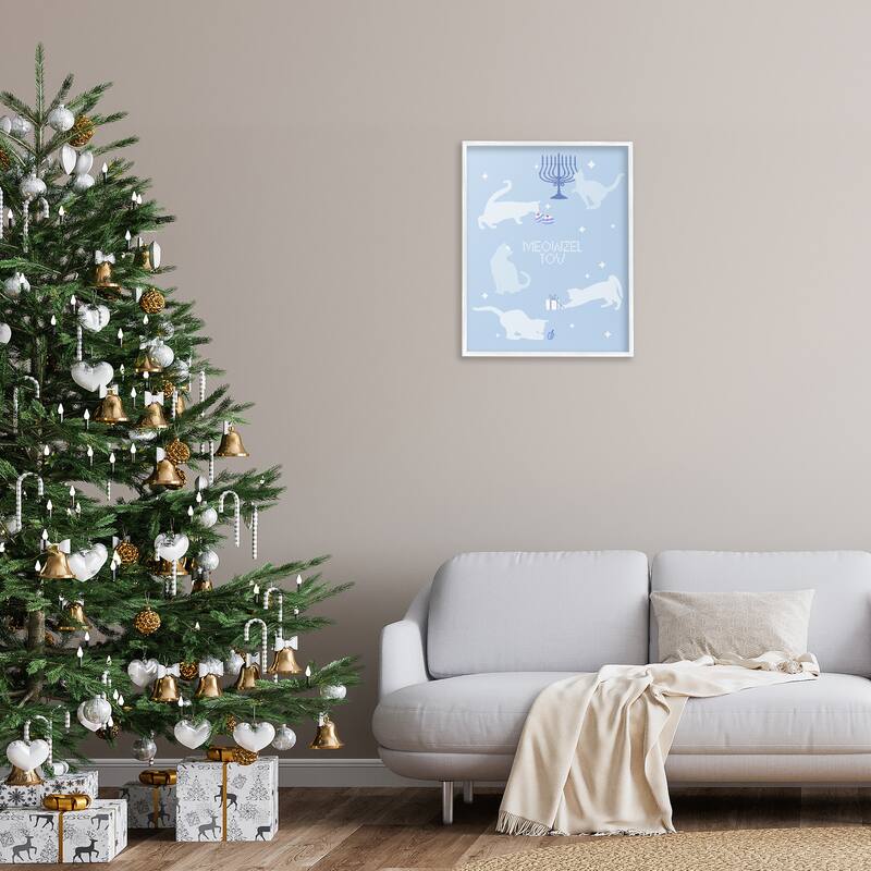 Stupell Meowzel Tov Seasonal Cats Framed Giclee Art Design By Lil' Rue
