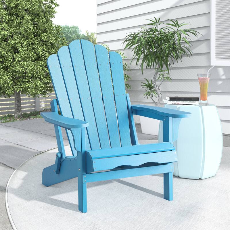 Haven Folding Poly Resin Plastic Adirondack Chair - Turquoise Blue