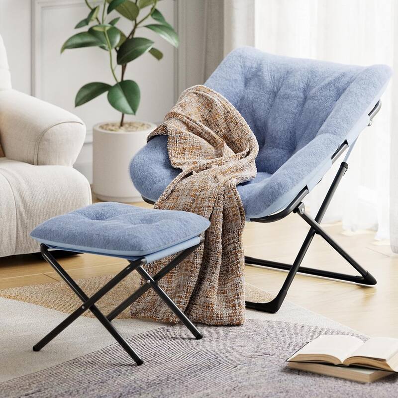 Comfy Folded Chair,Saucer Chair, Lounge Chair - XL Foldable Faux Fur Floor Seat, Non-Slip Base for Stability