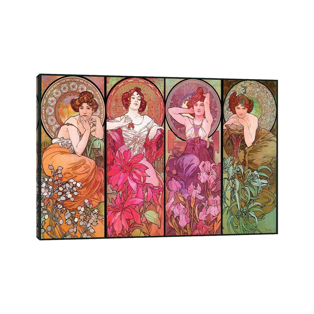 iCanvas "The Precious Stones (Ruby, Emerald, Amethyst, Topaz), 1900" by Alphonse Mucha Canvas Print