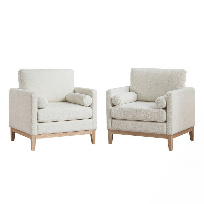 Wood Base Arm Chair with Two Pillows