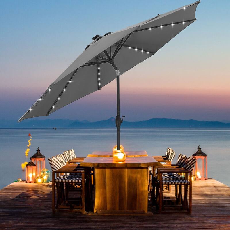 Autlaycil 10FT Solar Power LED Lights Patio Umbrella