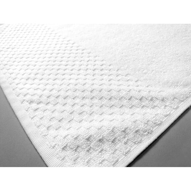 Kaufman 12 piece set Premium Quality White Checkerboard Hand Towel, USA Cotton 17 x 28