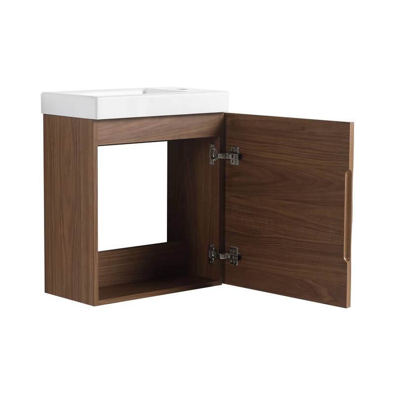 GDFStudio - Helsinki 18.5" Modern Wall-Mounted Bathroom Vanity Set with Resin Sink, Soft Closing Door & Antirust Hardware