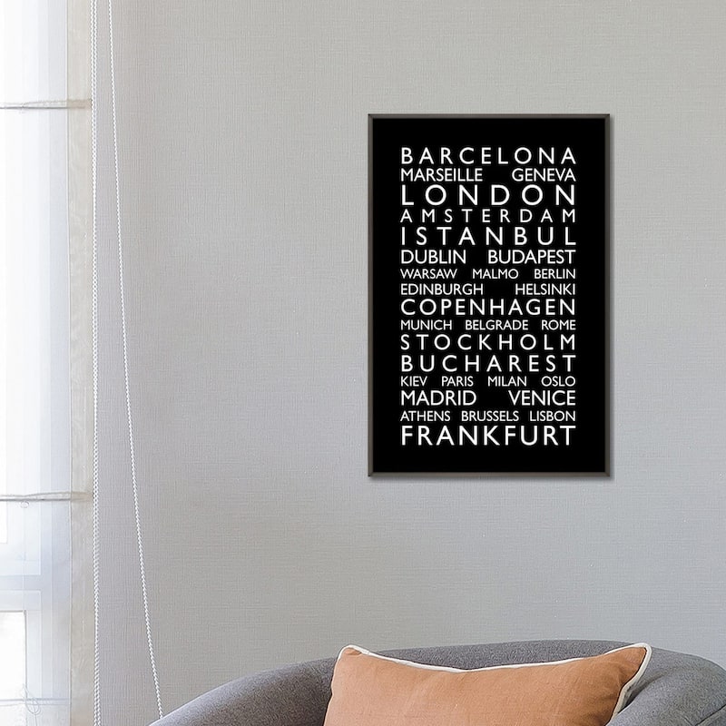iCanvas "World Cities Bus Roll II" by Michael Tompsett Framed