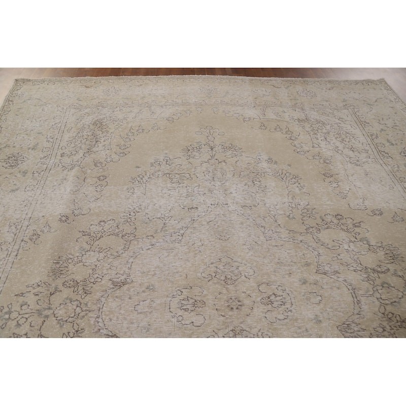 Hand Knotted Oriental 100% Wool Carpet Traditional Floral Beige & Ivories Tabriz Area Rug - 12' 5'' X 8' 10''