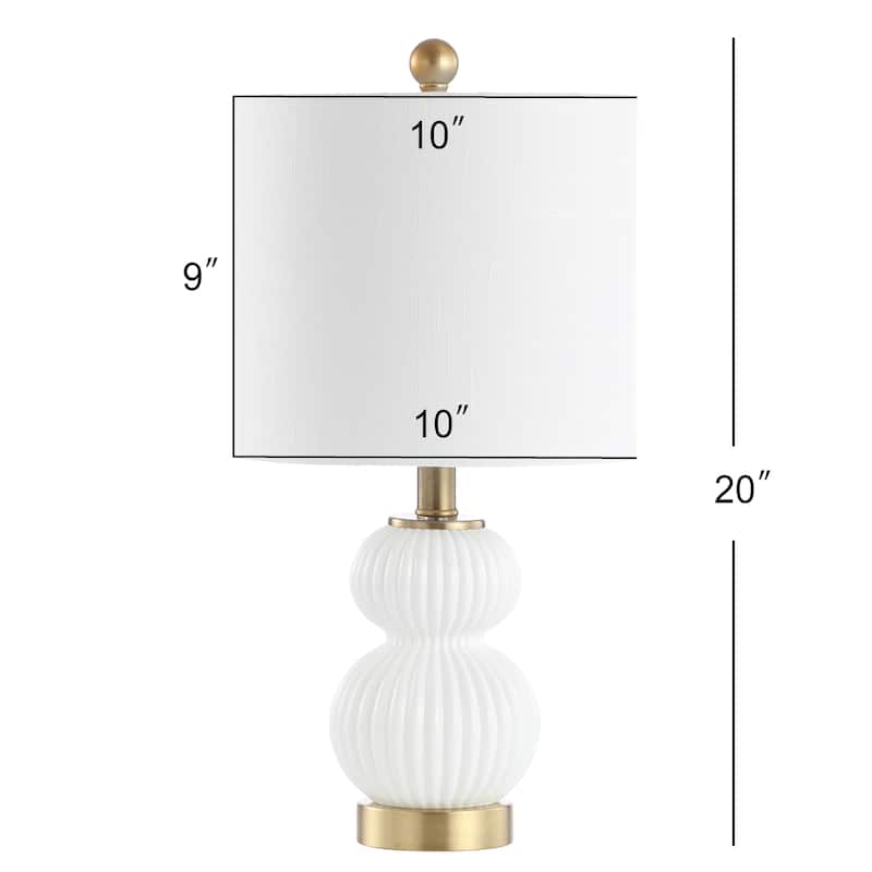 Lorena 20" Ribbed Metal/Glass LED Table Lamp, by JONATHAN Y