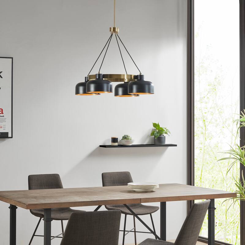 INK+IVY Abbott 4-Light Metal Shade Chandelier - Black/Gold
