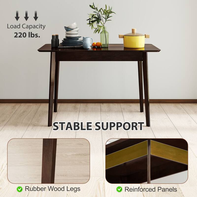 Rubberwood and MDF Mid-Century Modern Dining Table - 47.2" L x 29.5" W x 29.5" H