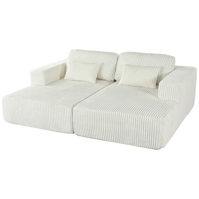 Corduroy Double Sofa Bed with 2 Pillows, Perfect for Living Rooms, Apartments, Offices