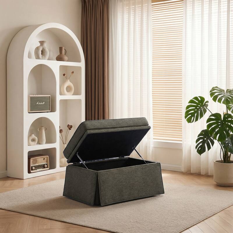 Skirted Oversized Storage Ottoman