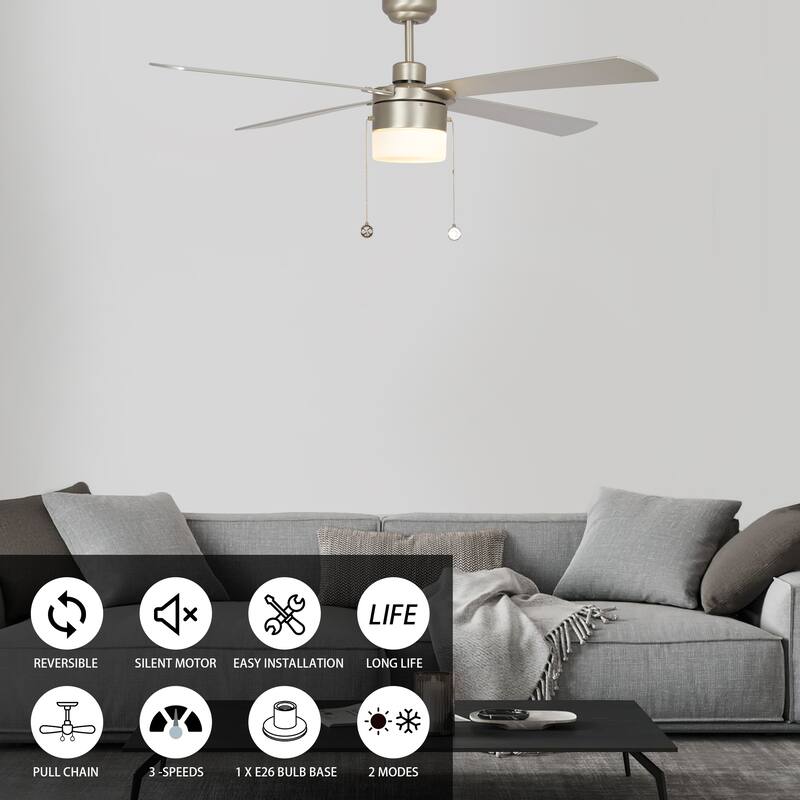 CARRO Harvey 52" Indoor Pull Chain Ceiling Fan with Light-Downrod