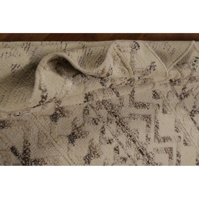 Chevron Style Moroccan Oriental Area Rug Handmade Wool Carpet - 5'1" x 8'2"