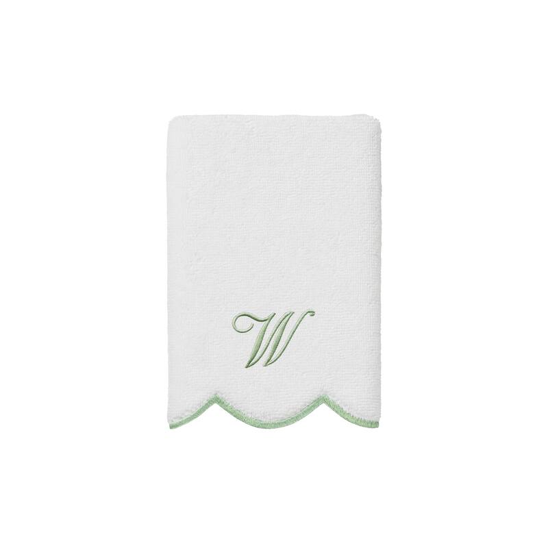 Authentic Hotel and Spa 100% Turkish Cotton Green ADORNIA Scallop Personalized 3 Piece Towel Set - 3 Piece Set