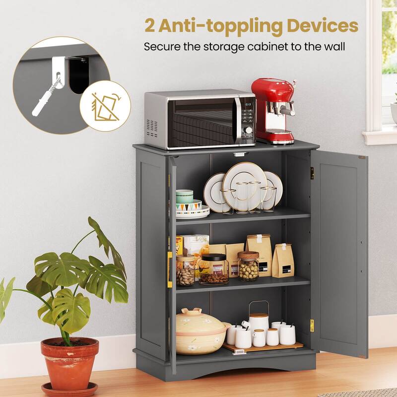 Costway Floor Storage Cabinet Modern Storage Organizer with Adjustable - See Details