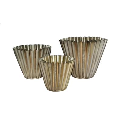 Crackle Finish Accent Planters - 7.75" - Silver - Set of 3