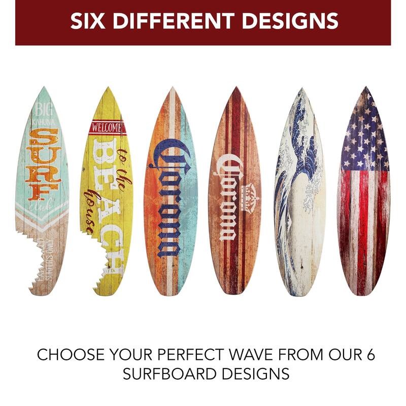 American Flag Wood Surfboard Plaque Wall Sign - 60"x15" - 60" x 15"