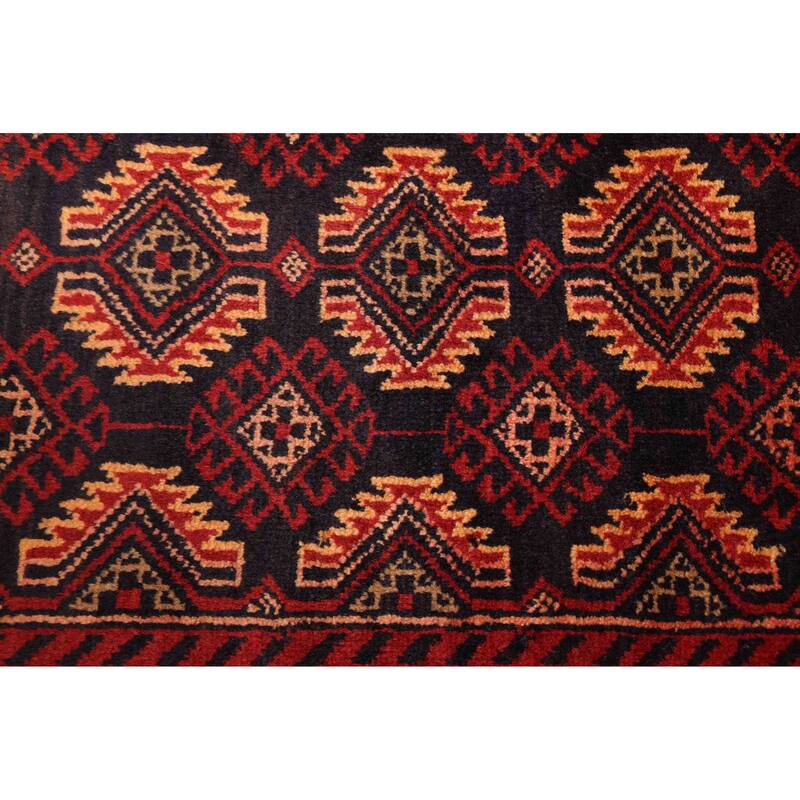 ECARPETGALLERY Hand-knotted Teimani Dark Navy, Red Wool Rug - 3'11 x 6'4