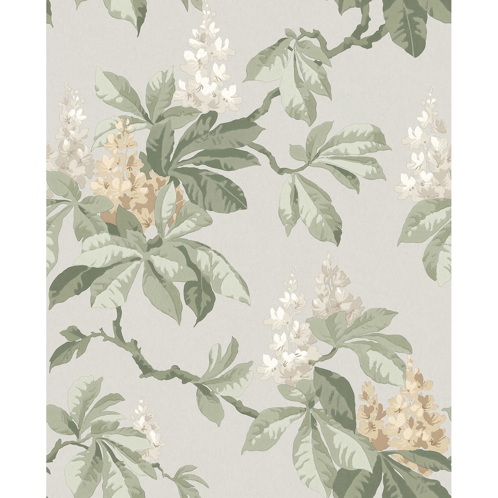 Chestnut Grey Floral Wallpaper