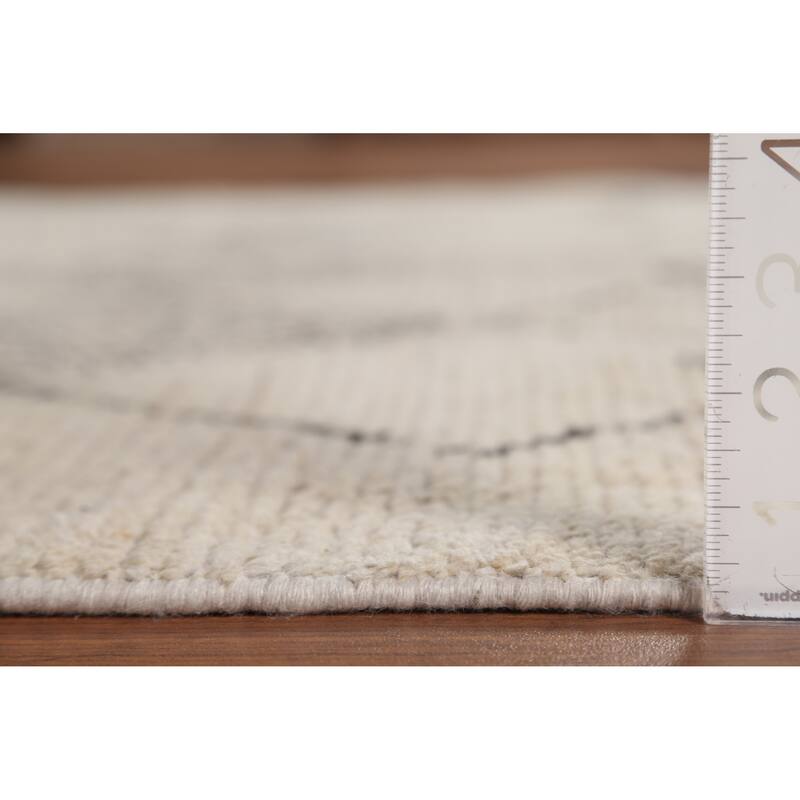 Trellis Moroccan Area Rug Hand-Knotted Geometric Beige Wool Carpet - 5'1"x 8'8"