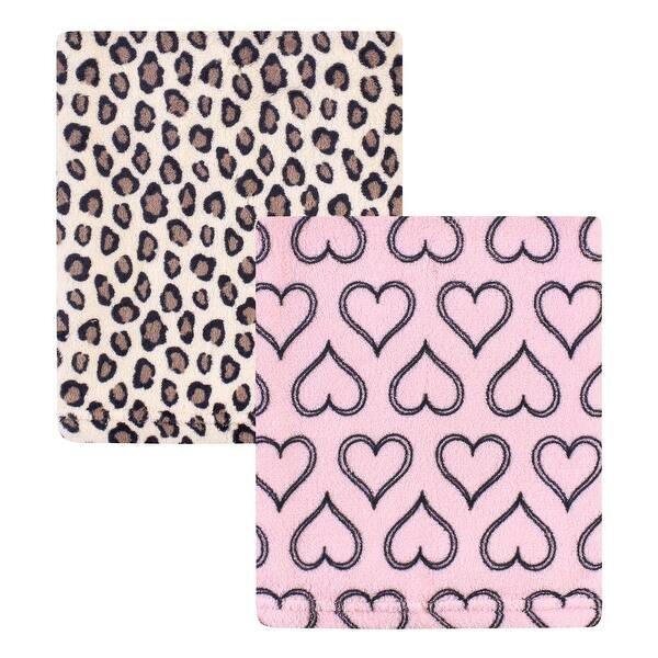 slide 1 of 1, Hudson Baby Infant Girl Silky Plush Blanket, Leopard Heart, 30x36 inches - Leopard Heart - 30x36 inches 30x36 inches - Leopard Heart
