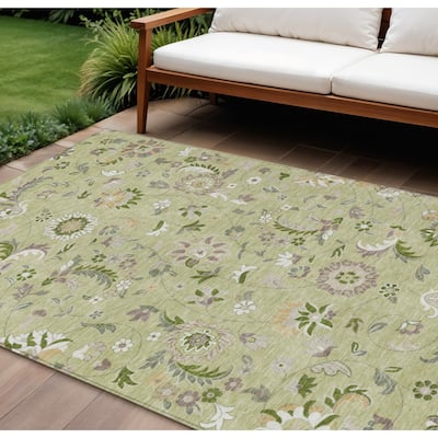 HomeRoots Floral Transitional Rectangle Outdoor Rug