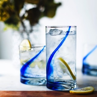 Libbey Blue Ribbon Impressions 16-Piece Tumbler and Rocks Glass Set - Set of 16