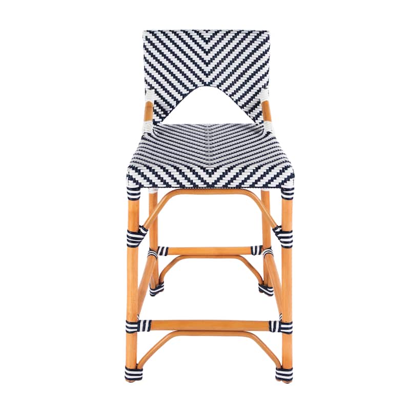 Creanly 25.25"H Seat Rattan Counter Stool with Back
