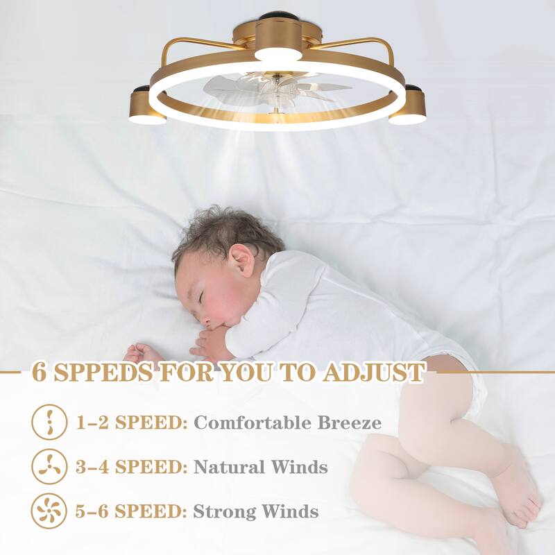 Bella Depot 3-Light Flush Mount Ceiling Fan with Dimmable LED Light and Remote APP Control for Children