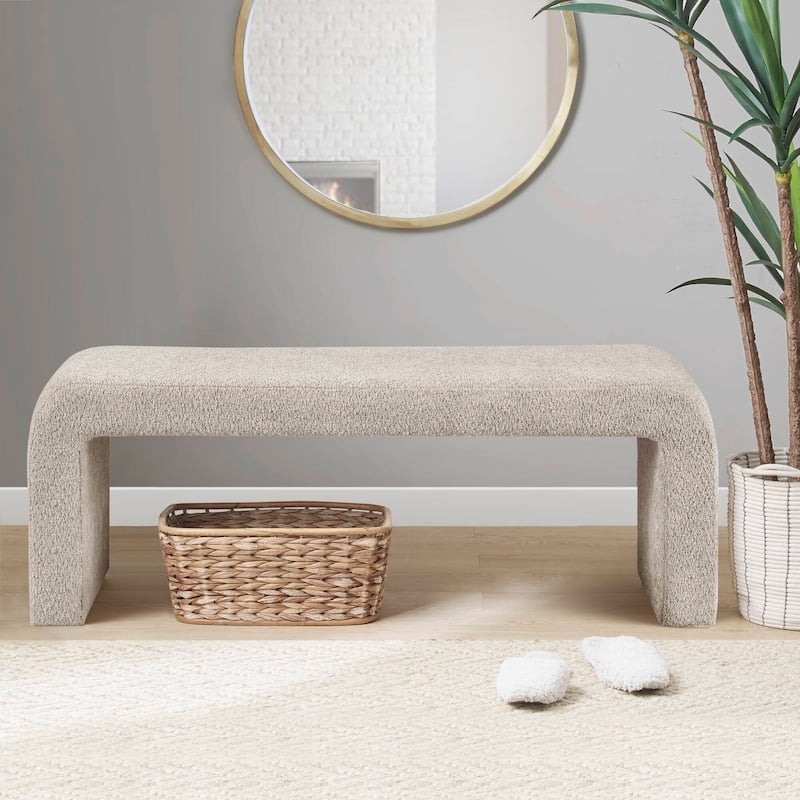 INK+IVY Steve Boucle Waterfall Bench - 52"W - Beige