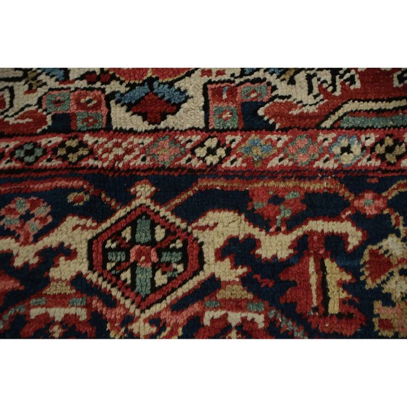 Hand Knotted Oriental 100% Wool Carpet Traditional Medallion Red Heriz Area Rug - 10' 8'' X 7' 7''