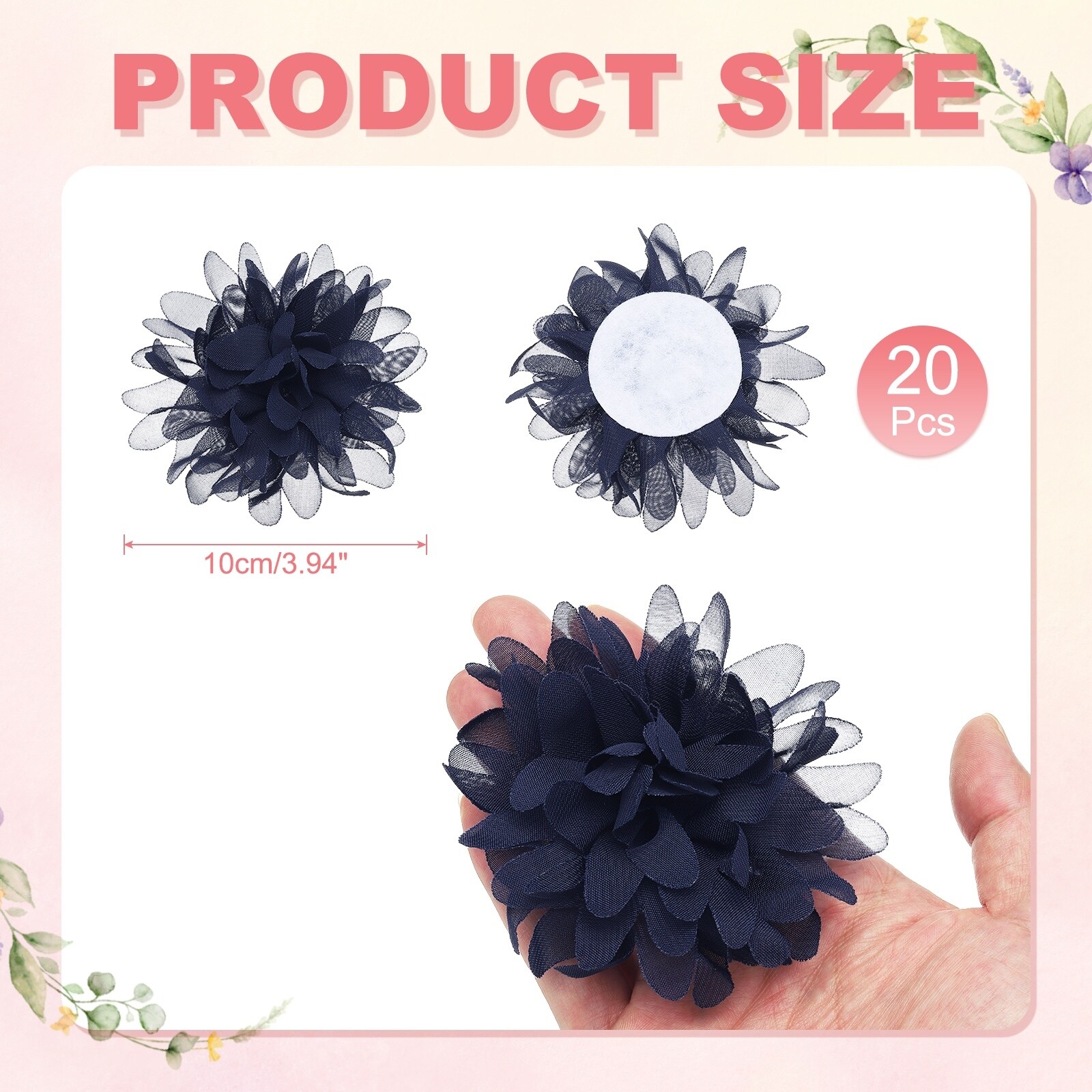 Chiffon Flower, Fabric Flowers Bows Sewing Fabric Appliques Headband Embellishments for Crafts