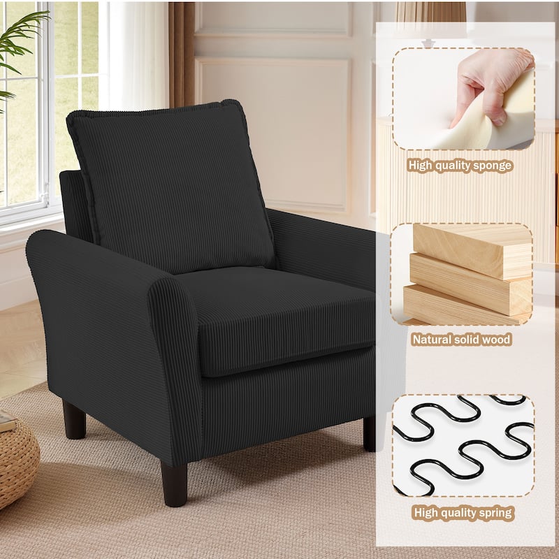 4-Piece Corduroy Living Room Sectional Sofa Set with Loveseat and Chair