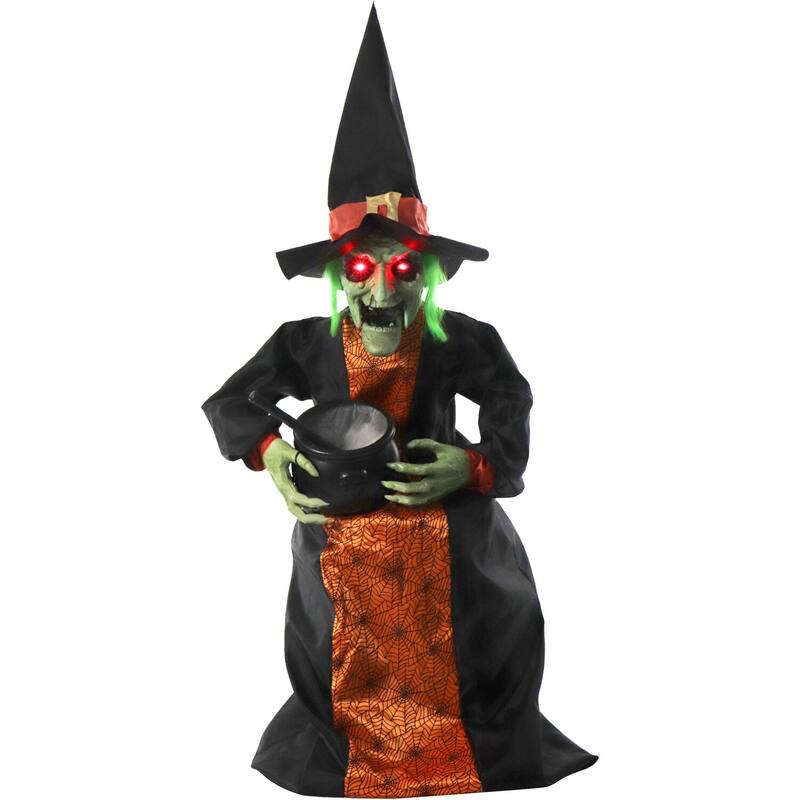 Haunted Hill Farm Polly Potions the Animatronic Sitting Talking Witch with Moving Mouth for Halloween Decoration