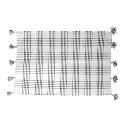 Foreside Home & Garden 2x3 Foot Plaid Outdoor Rug Gray Polyester - 2' x 3' Rectangle