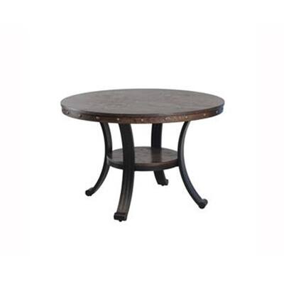 Boho Dining Table - Round Woodgrain Veneer & Metal Base - Transitional Style Table for Kitchen or Dining Room - 45