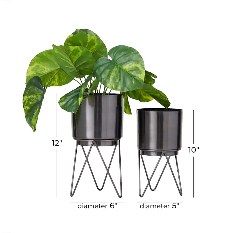 CosmoLiving by Cosmopolitan Metal Modern Planter (Set of 2) - S/2 12", 10"H