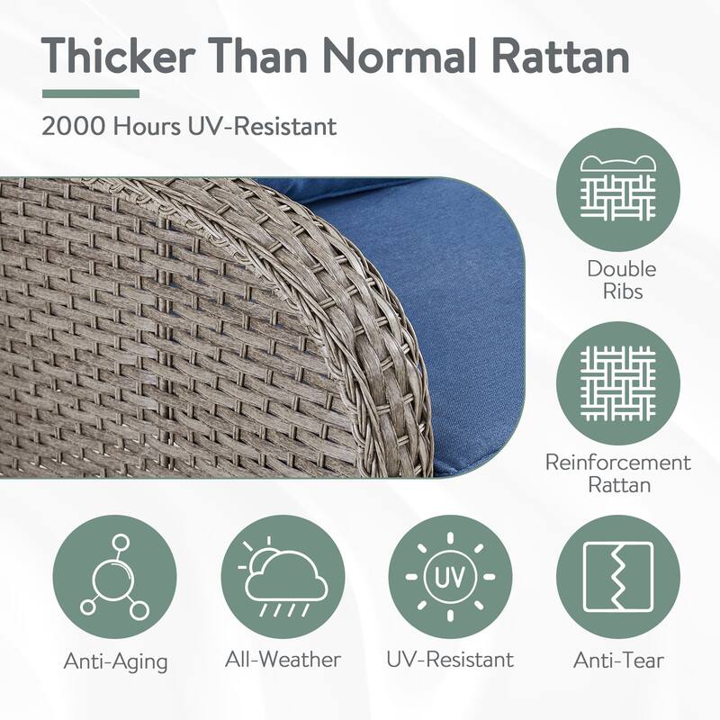 6 Pieces Patio Sofa Chairs Ottoman Grey-Blue - Grey