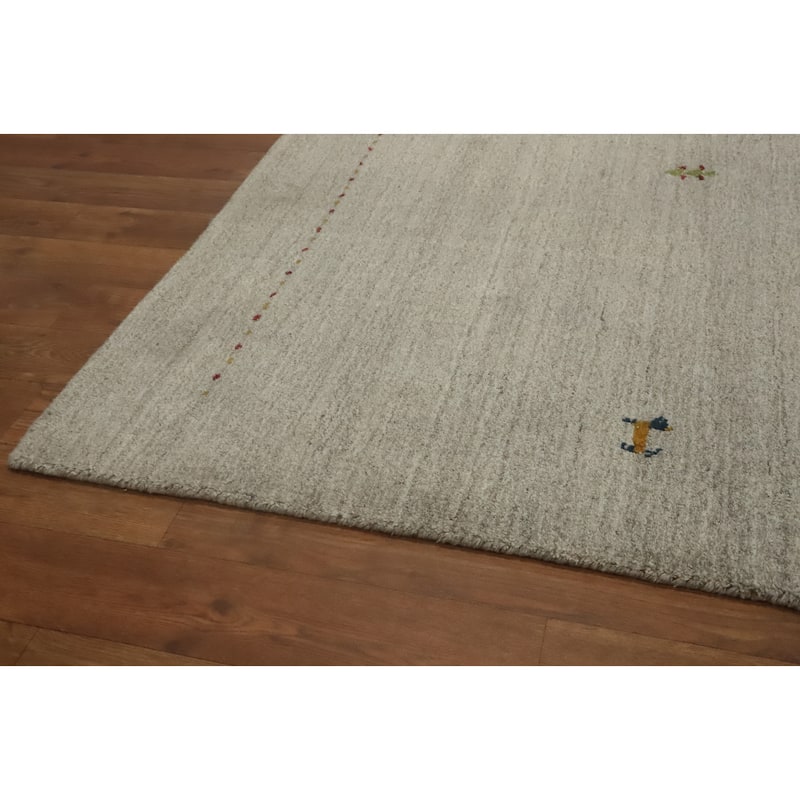 Hand Knotted Oriental 100% Wool Carpet Tribal Animal Pictorial Greys & Charcoal Gabbeh Area Rug - 5' 11'' X 3' 11''