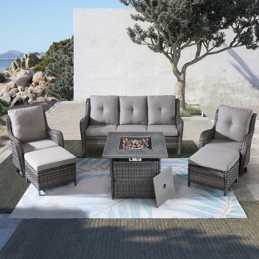 Pocassy Outdoor Sofa Swivel Rocking Chairs with 50,000 BTU