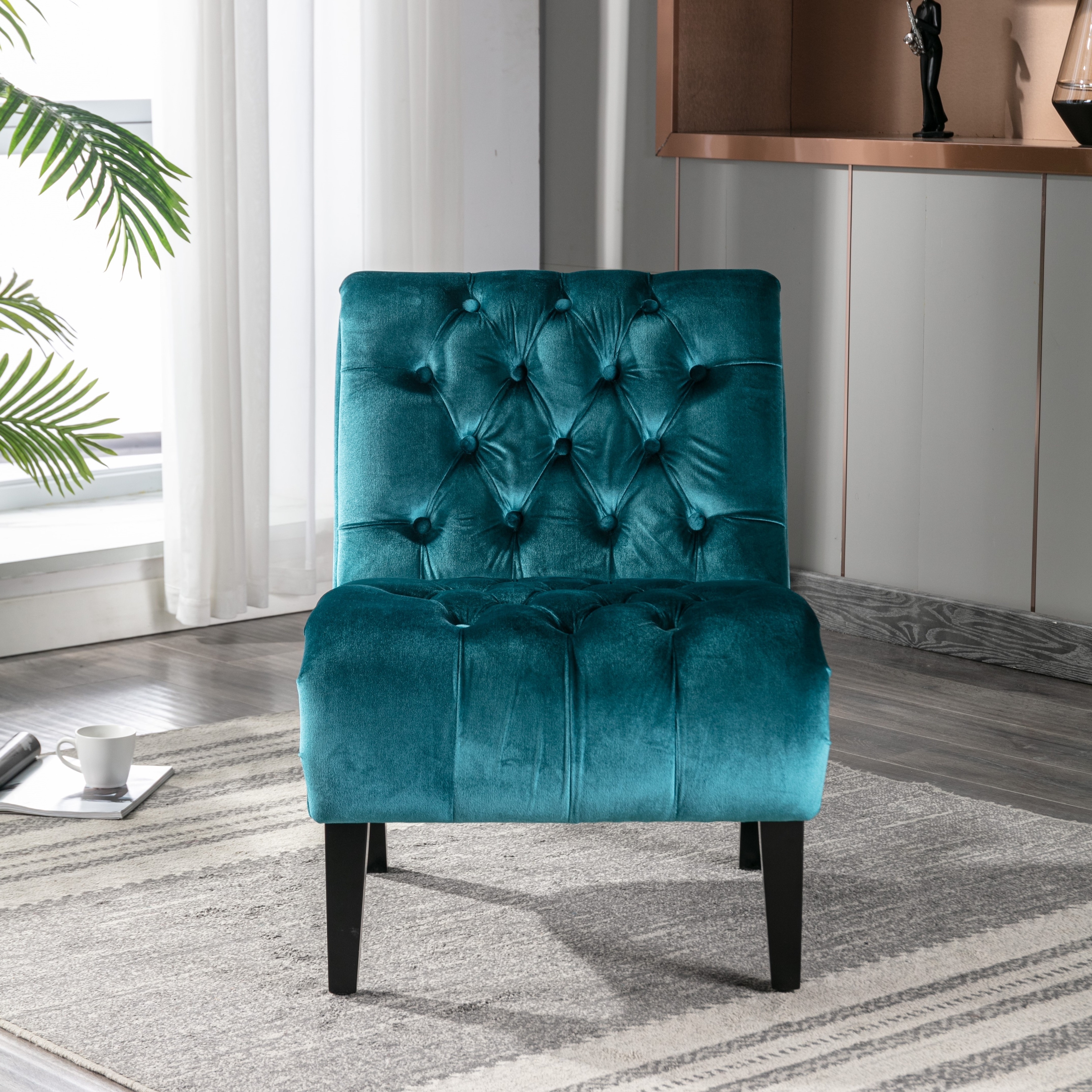 Green velvet best sale slipper chair