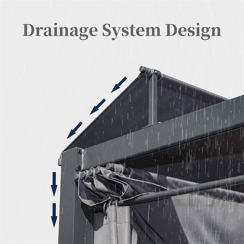 Patio Daybed with Retractable Canopy Bed, Double Chaise Lounge - Grey